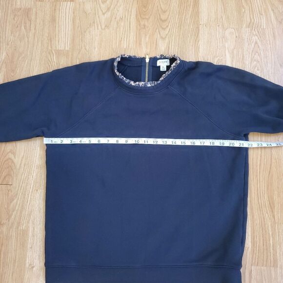 🌹 J. CREW 🌹 Woven Ruffleneck Leopard Print Pullover sweatshirt - [XL, Black] - Picture 8 of 10